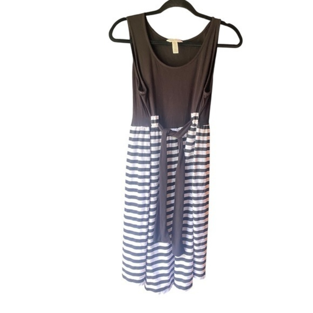 MaCherie Black and White Striped Midi Dress